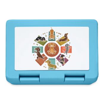 Dackel Yoga Mandala Niedlicher Hund Entspannung - Brotdose - Saphirblau - Vorne