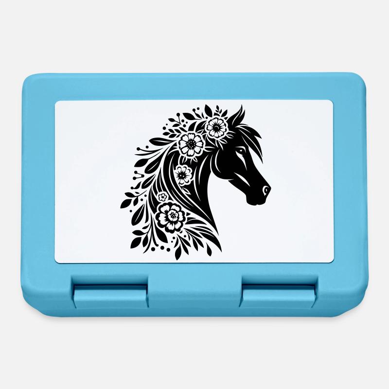 Fleurs de tête de cheval - Boîte à goûter - bleu saphir