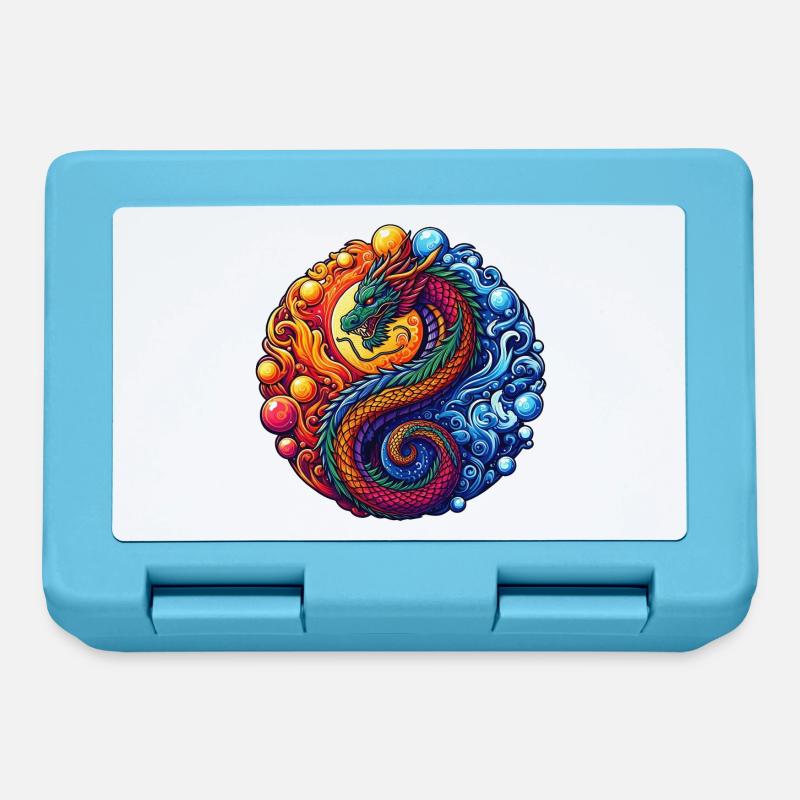 Lebendiger Yin-Yang-Drache - Brotdose - Saphirblau