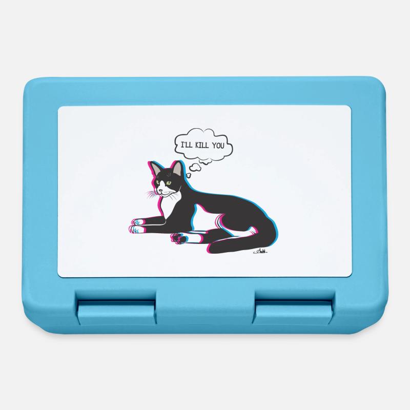 cat i'll kill you - Lunchbox - sapphire blue
