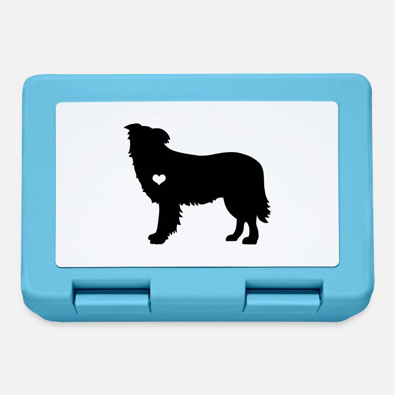 Cadeau de battement de coeur de berger de chien de berger de frontière - Boîte à goûter - bleu saphir