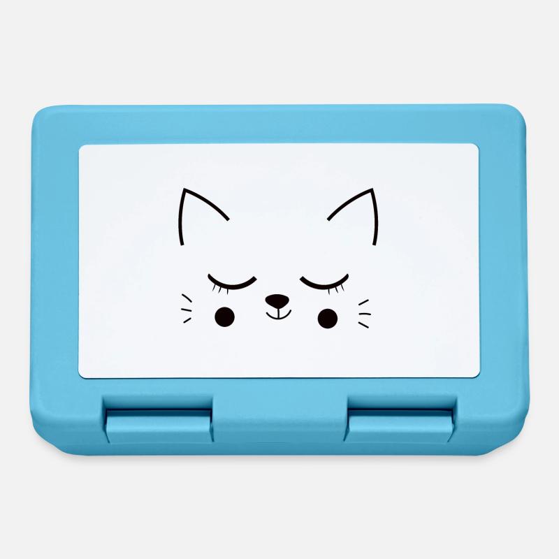 Tête de chat chat - Boîte à goûter - bleu saphir