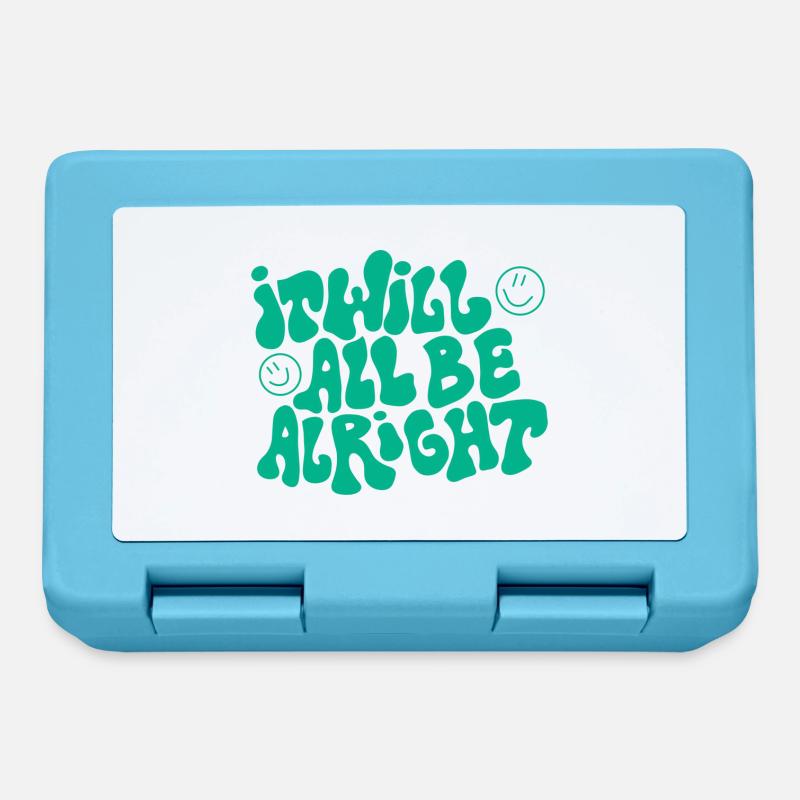 Spruch „It will all be alright“ - Brotdose - Saphirblau