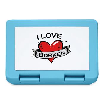 Borken - Ich liebe Stadtnamen in Tattoo Stil - Brotdose - Saphirblau - Vorne