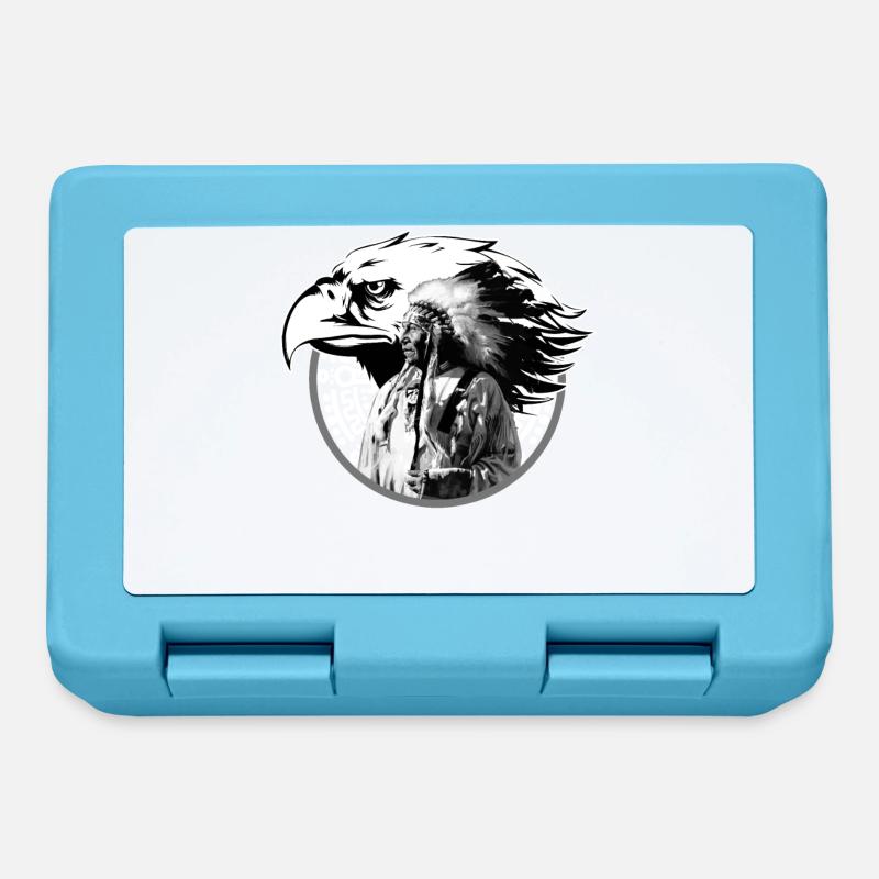 Idée cadeau indien chef totem eagle - Boîte à goûter - bleu saphir
