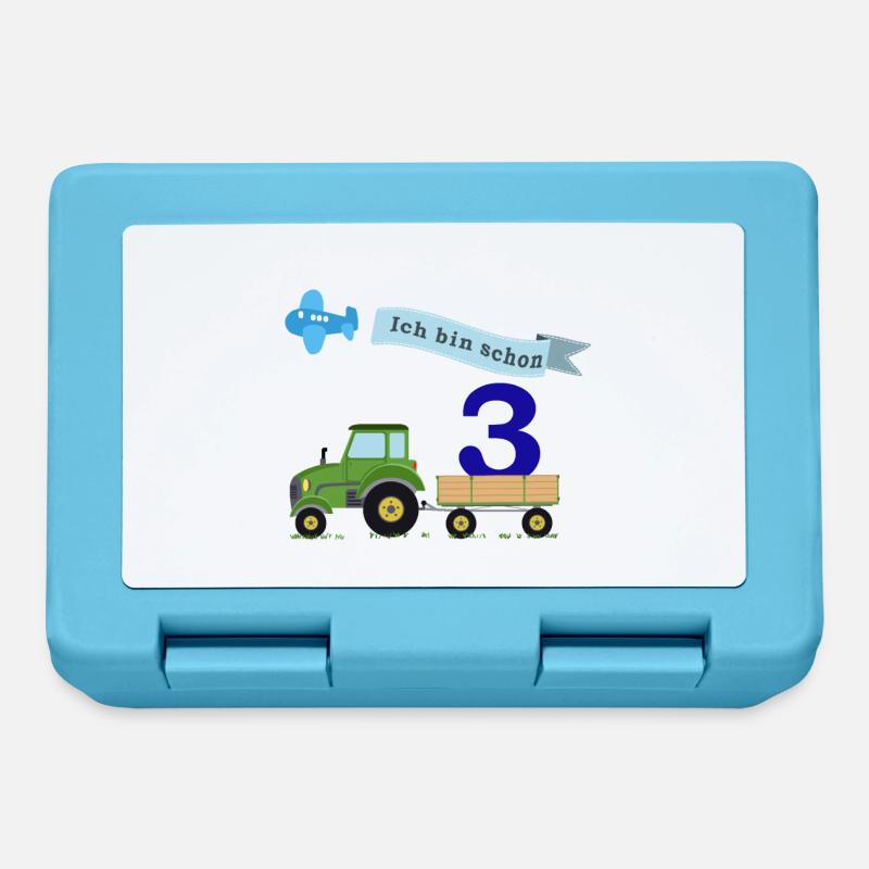 Third birthday with tractor - Lunchbox - sapphire blue