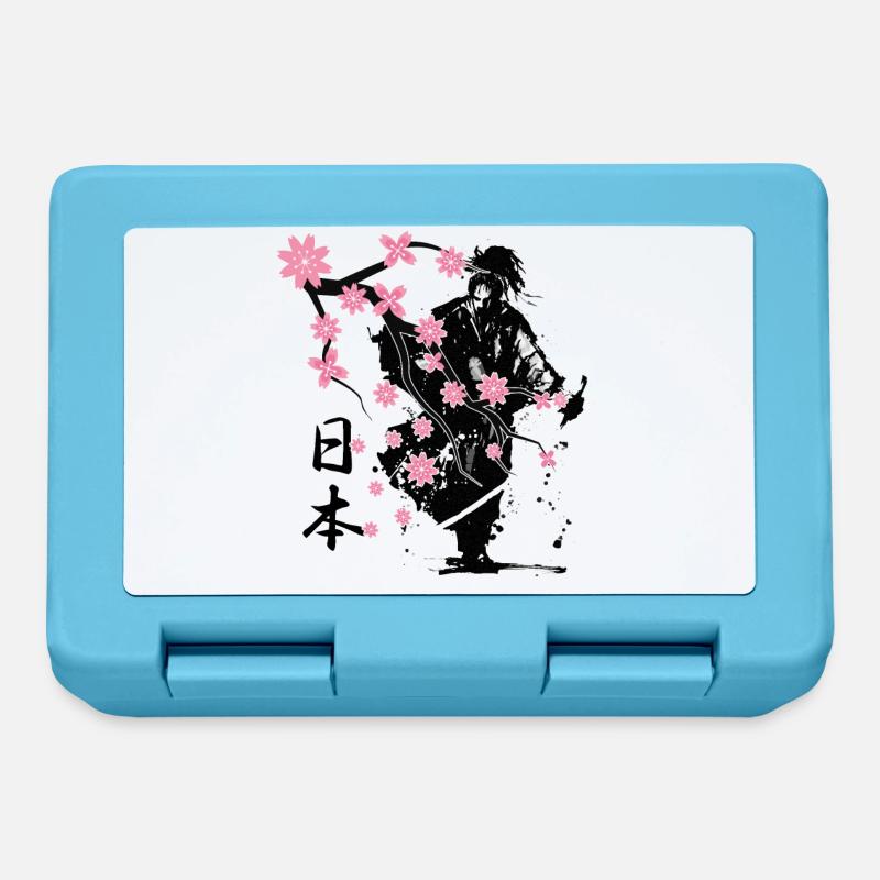 samouraï guerrier sakura fleur style - Boîte à goûter - bleu saphir