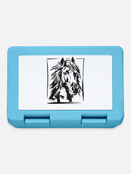 Pferd, Reiten, Dressur, Zeichnung Geschenk - Brotdose - Saphirblau