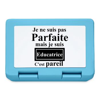 Je ne suis pas parfaite mais je suis éducatrice - Boîte à goûter - bleu saphir - Devant