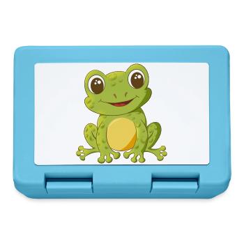 niedlich lächelnder Comic Frosch - Brotdose - Saphirblau - Vorne
