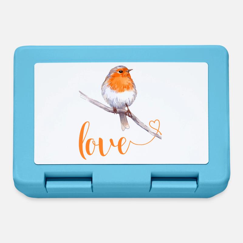 Robin mit Liebestext - Brotdose - Saphirblau