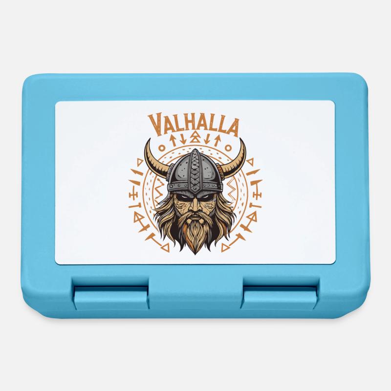 Mächtiger Wikinger mit Walhalla-Helm - Brotdose - Saphirblau