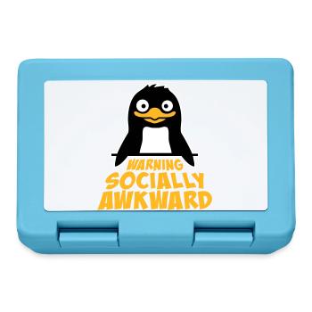 Pinguin Warning Socially Awkward Lustig Unbeholfen - Brotdose - Saphirblau - Vorne