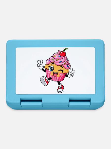 Cupcake Cheer: Kawaii-Cartoon - Brotdose - Saphirblau