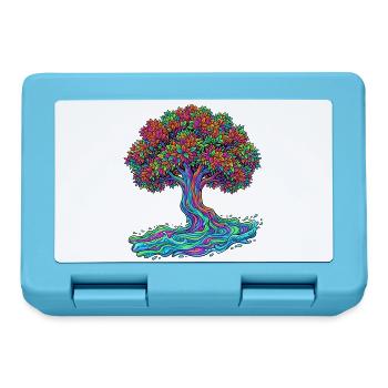 Baum des Lebens – Psychedelic Regenbogen Motiv - Brotdose - Saphirblau - Vorne