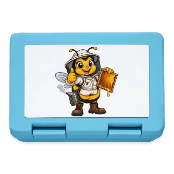 Hummel als Imker – Lustiges Bienenmotiv - Brotdose - Saphirblau - Vorne