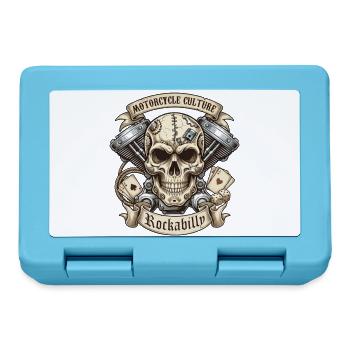 Rockabilly Totenkopf Moto Kultur - Brotdose - Saphirblau - Vorne