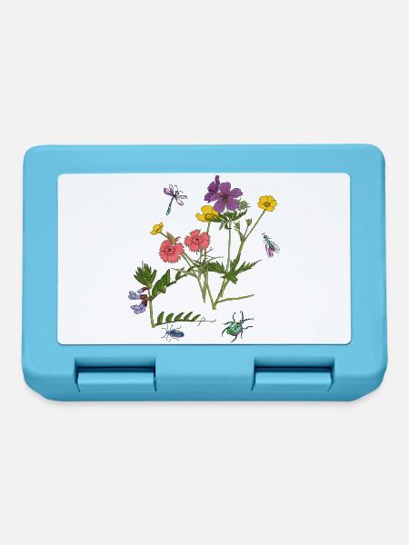 Blumenwiese - Brotdose - Saphirblau
