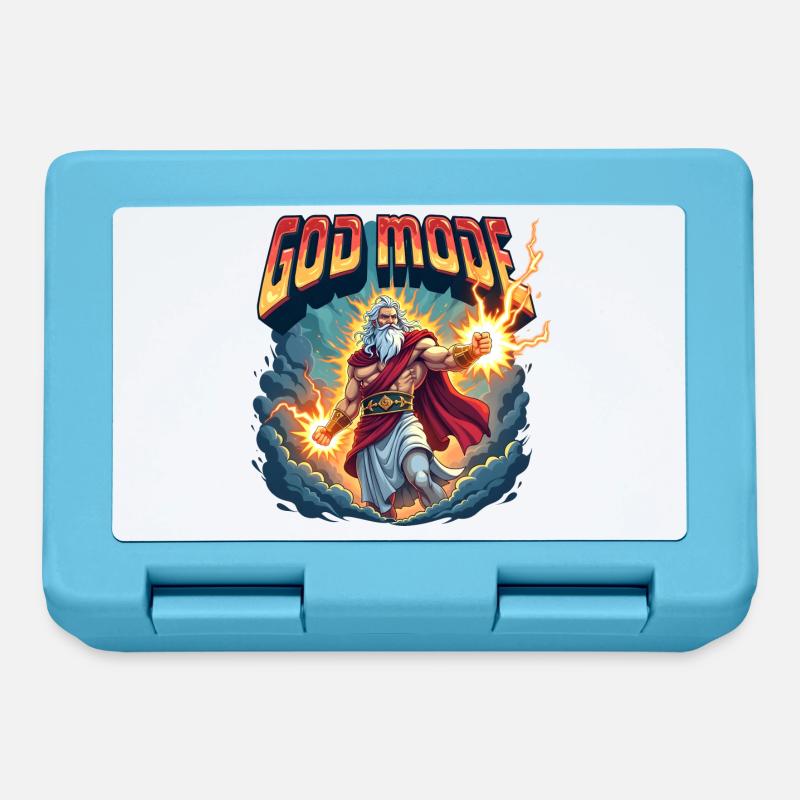 God Mode - Zeus throws lightning in the clouds - Lunchbox - sapphire blue