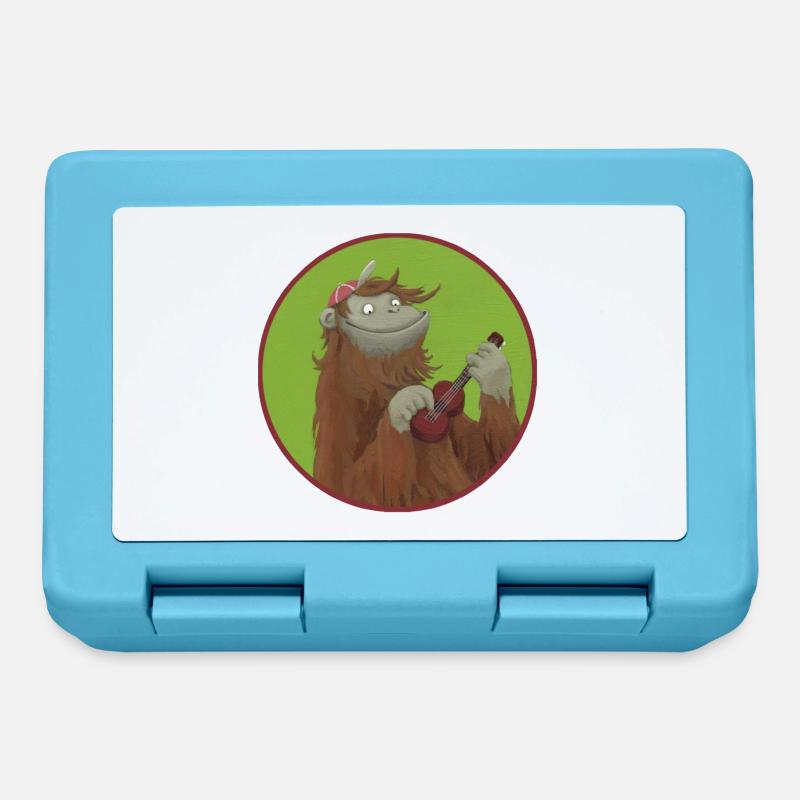 Monkey with ukulele - Lunchbox - sapphire blue