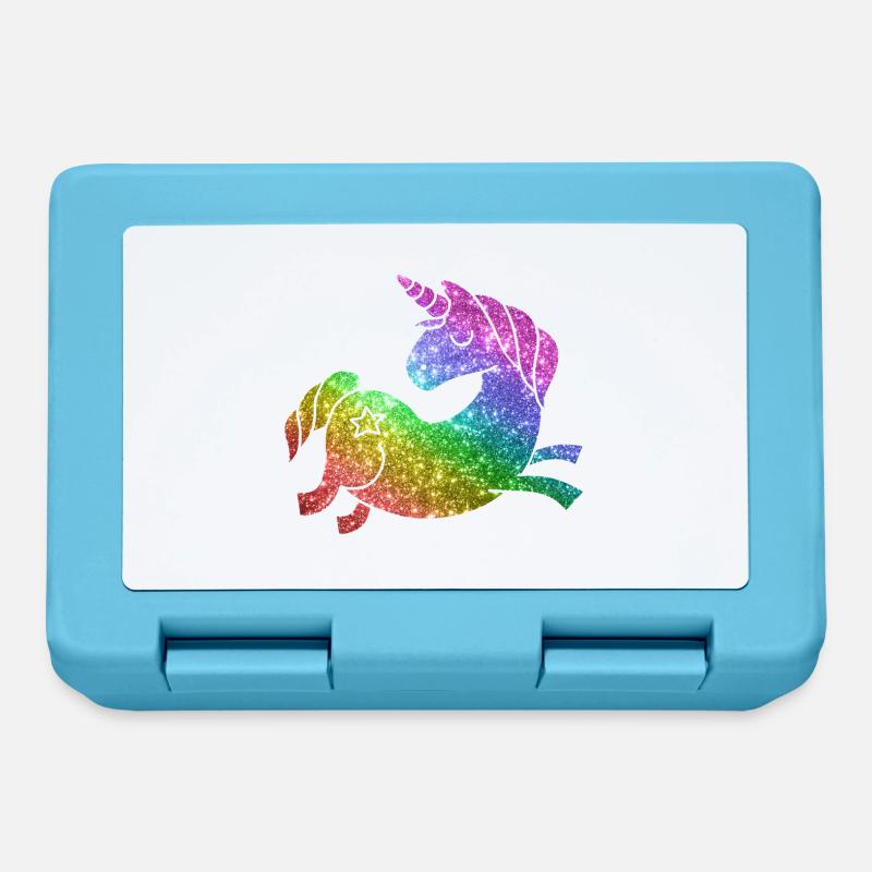 Regenbogen Glitzer Einhorn - Unicorn - Brotdose - Saphirblau