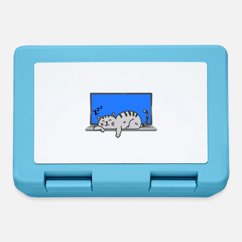 I Work on Computers Funny Cat - Lunchbox - sapphire blue