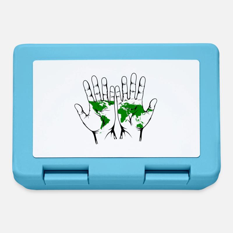 Hands with world map - Lunchbox - sapphire blue