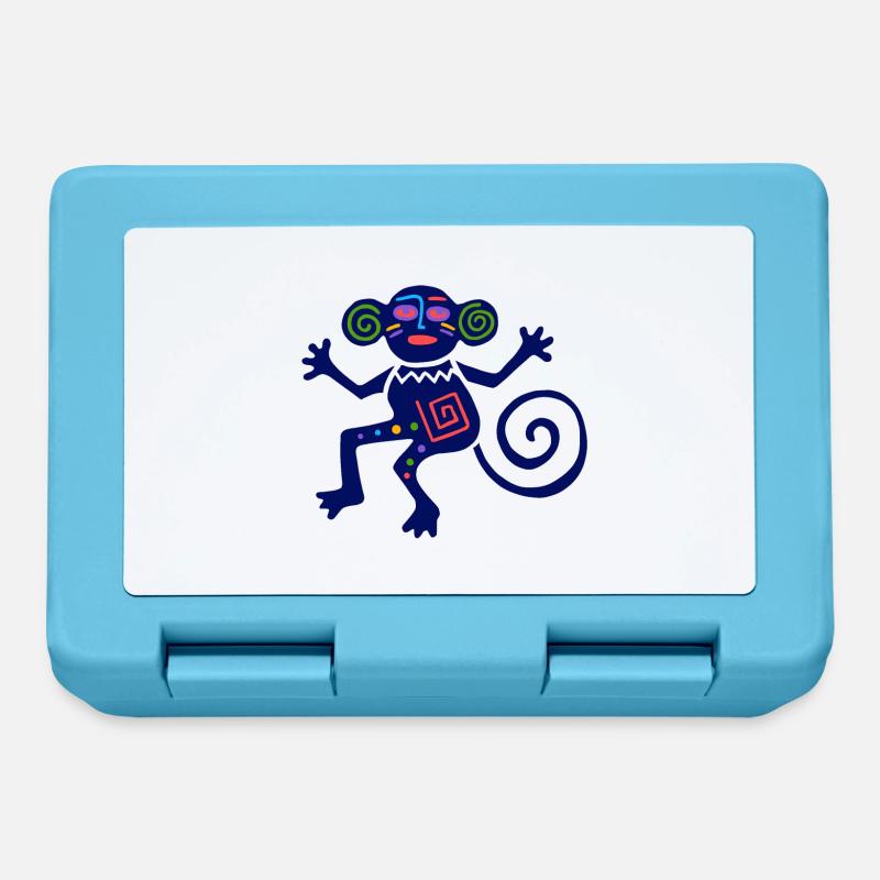 Altes mexikanisches Symbol, Affe, Äffchen - Brotdose - Saphirblau