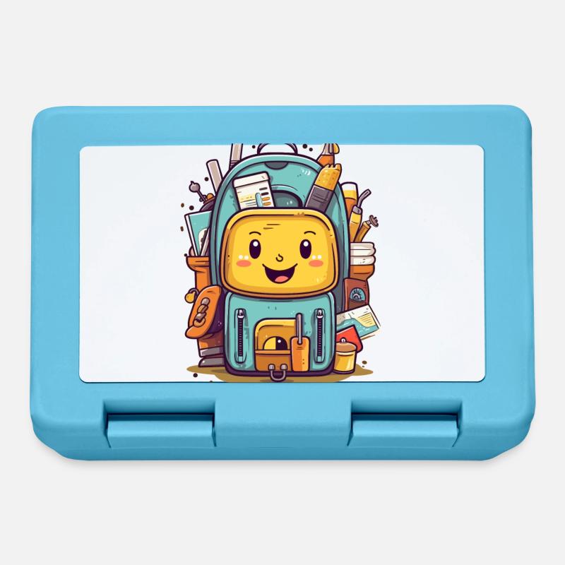 Joli sac de dessin animé école - Boîte à goûter - bleu saphir