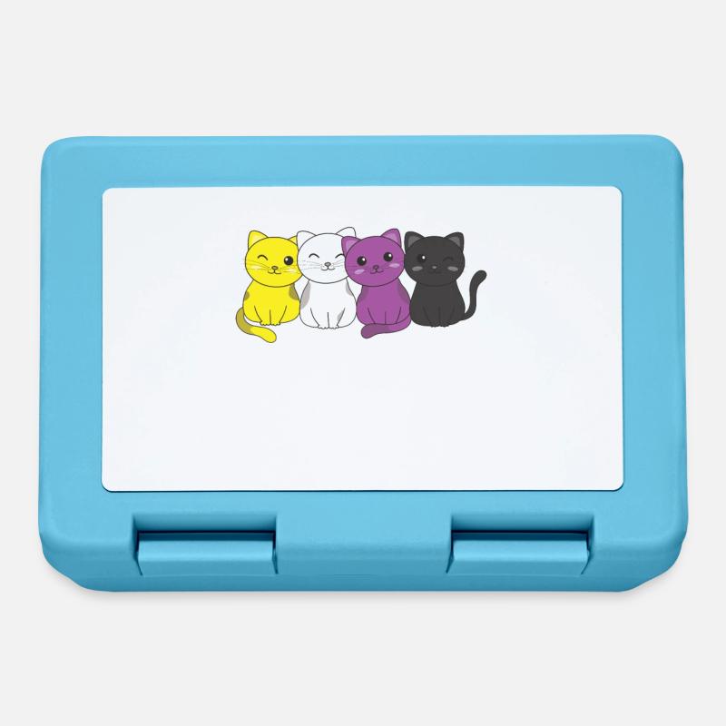 Nonbinary Flag Non Binary Pride LGBTQ cute cat - Lunchbox - sapphire blue