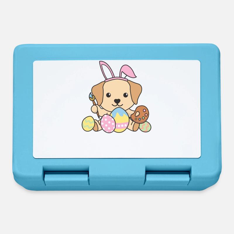 joyeuses Pâques douces Labrador Pâques avec œufs de Pâques - Boîte à goûter - bleu saphir
