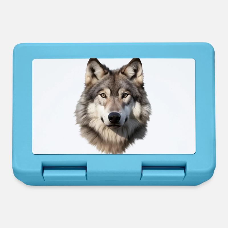 Wolf (white/grey) - Lunchbox - sapphire blue