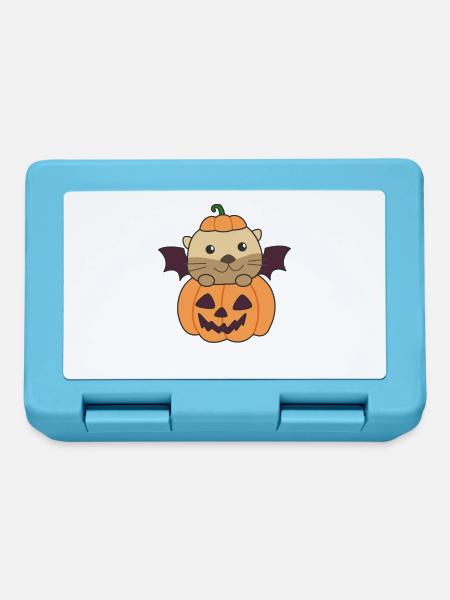 Otter Happy Halloween Kürbis Fledermaus Kostüm - Brotdose - Saphirblau