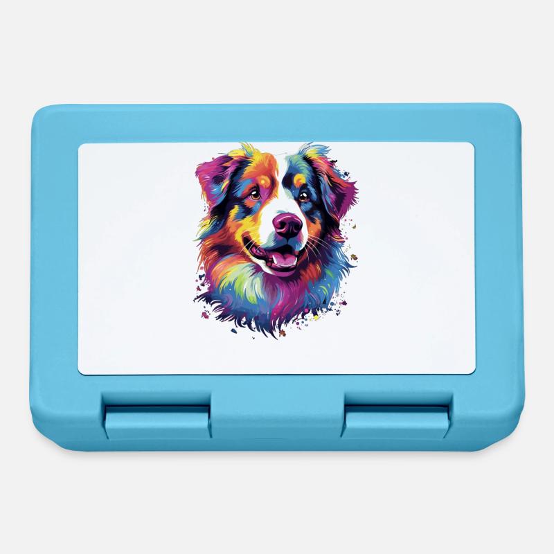 Wasserfarben Farbenfroher Australian Shepherd - Brotdose - Saphirblau