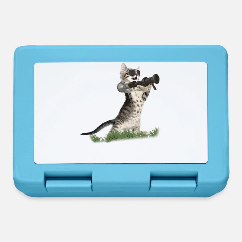 Bazooka Cat - Coole Katze mit Pilotenbrille - Brotdose - Saphirblau