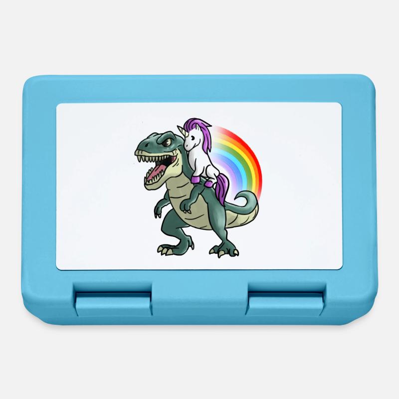 Einhorn Dinosaurier T-Rex Regenbogen Geschenk - Brotdose - Saphirblau