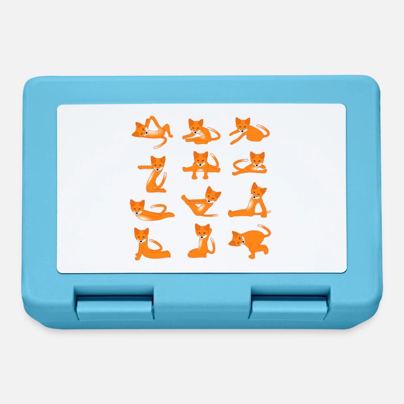 Renards faisant du yoga - Boîte à goûter - bleu saphir