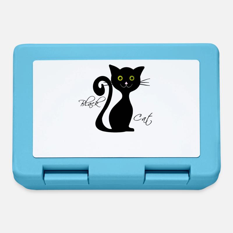 Black cat - Lunchbox - sapphire blue