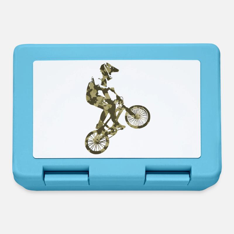 BMX camouflage vert - Boîte à goûter - bleu saphir