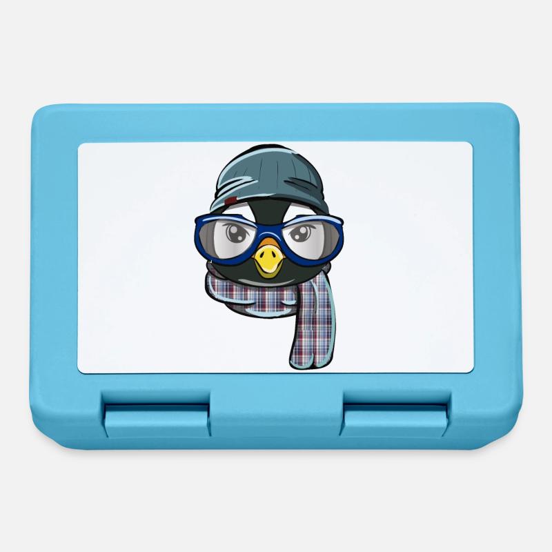 Pingouin hipster - Boîte à goûter - bleu saphir