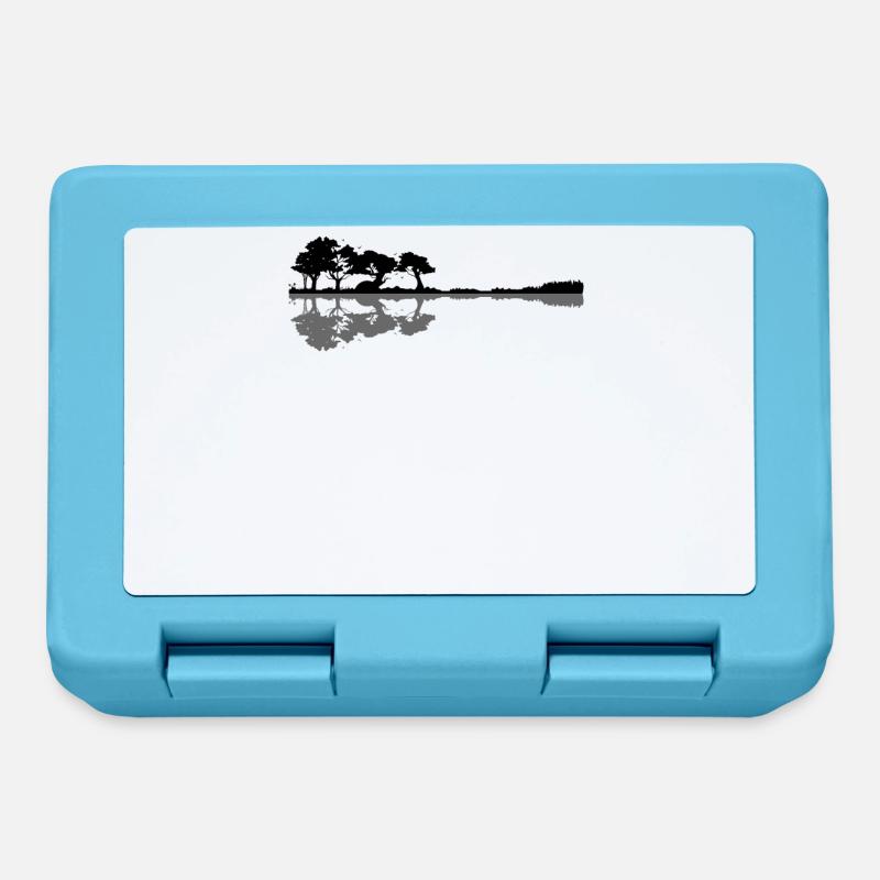 Guitar Lake Shadow Elephant Moonlight Gift Idea - Lunchbox - sapphire blue