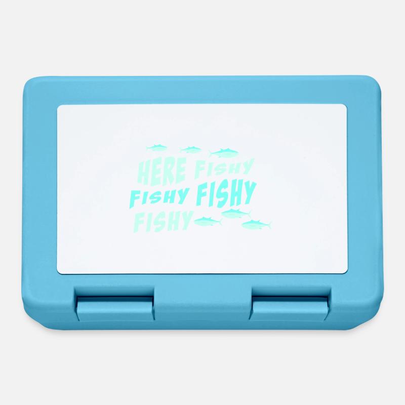 Here Fishy Fishy Fishy Fishy Pêcheur Fishy - Boîte à goûter - bleu saphir