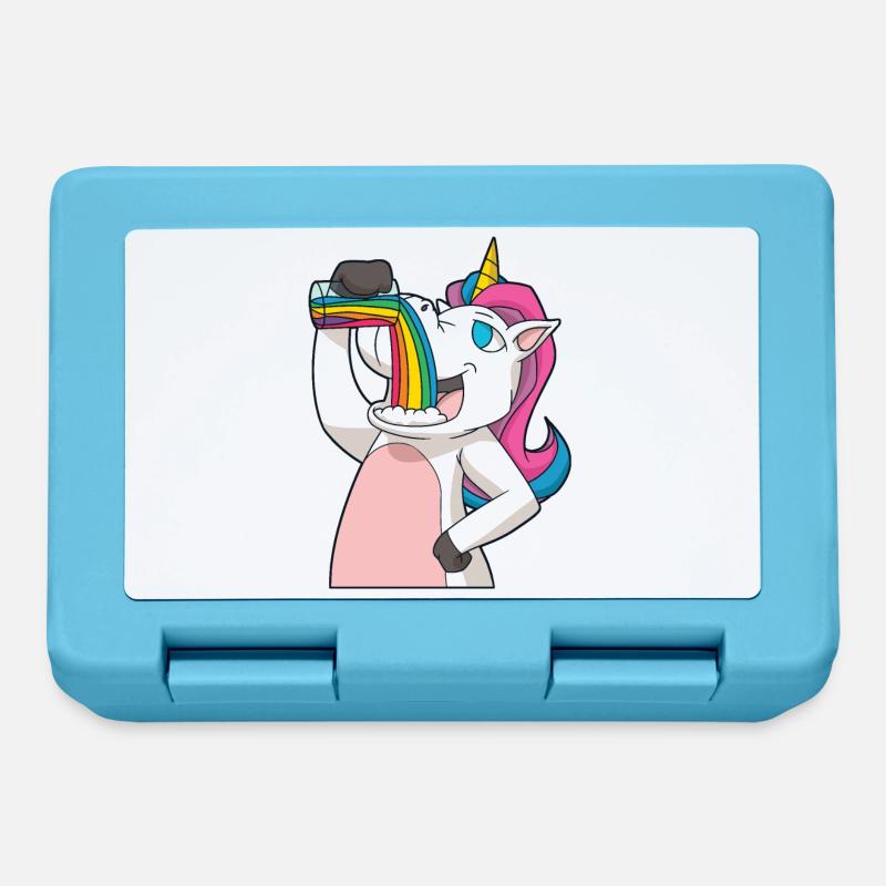 Unicorn drinks the rainbow - Lunchbox - sapphire blue
