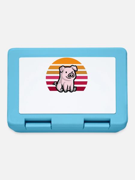 Schwein im Sonnenuntergang Retro - Brotdose - Saphirblau