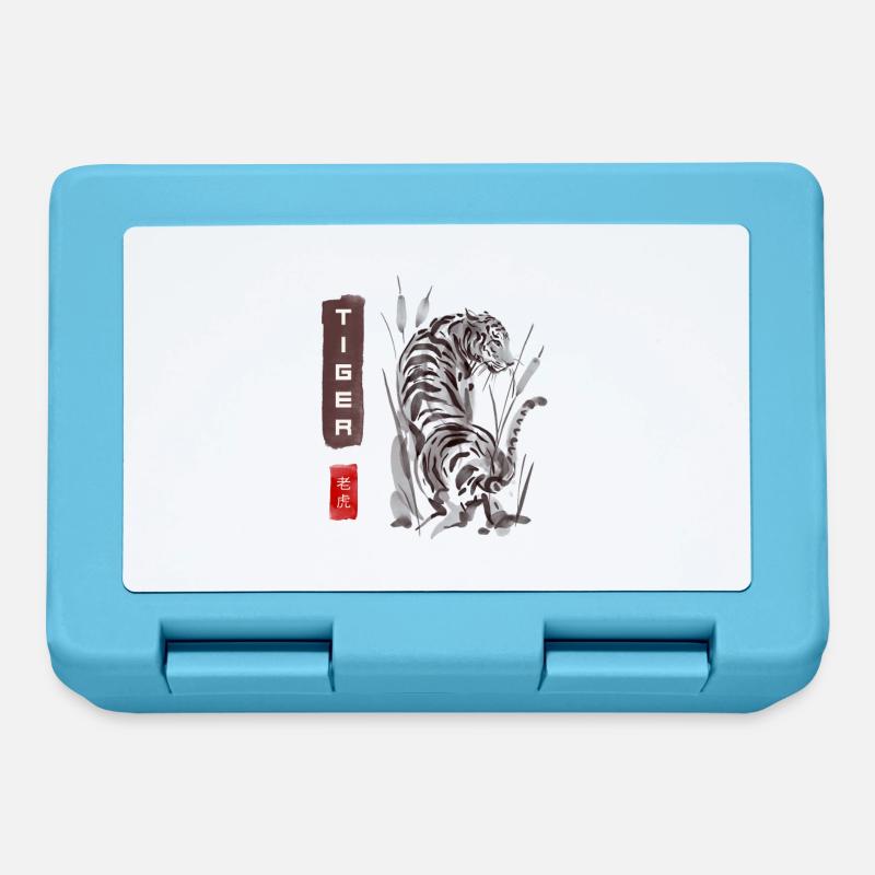 Tiger dans un style asiatique classique - Boîte à goûter - bleu saphir