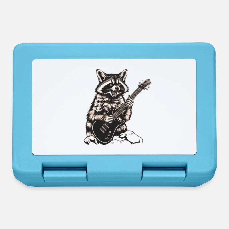Waschbär der auf einer E-Gitarre abrockt - Brotdose - Saphirblau