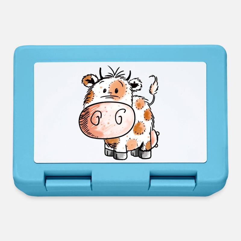bébé vache douce - Vache - Vaches - enfant - bébé - naissance - Boîte à goûter - bleu saphir