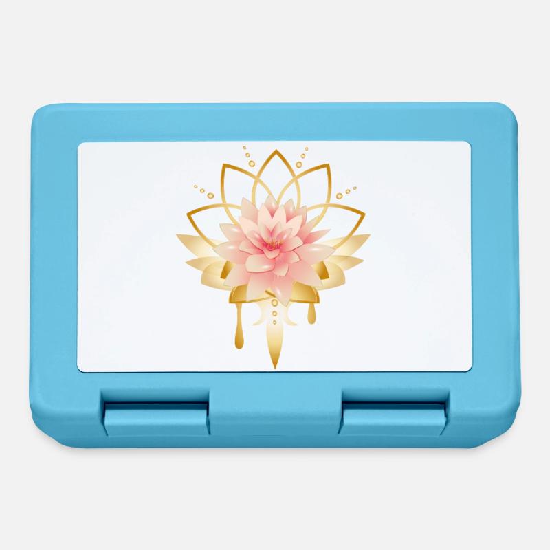 Fleur de lotus avec symbole de fleur d’or - Boîte à goûter - bleu saphir