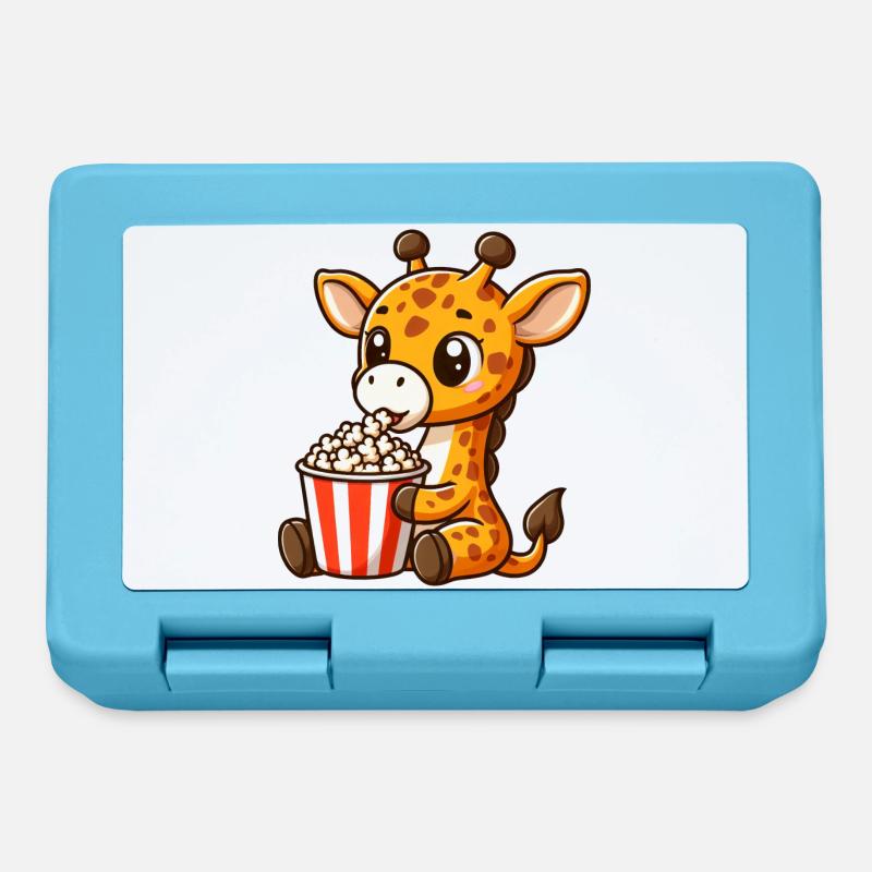 Une girafe fan de cinéma mange du pop-corn - Boîte à goûter - bleu saphir