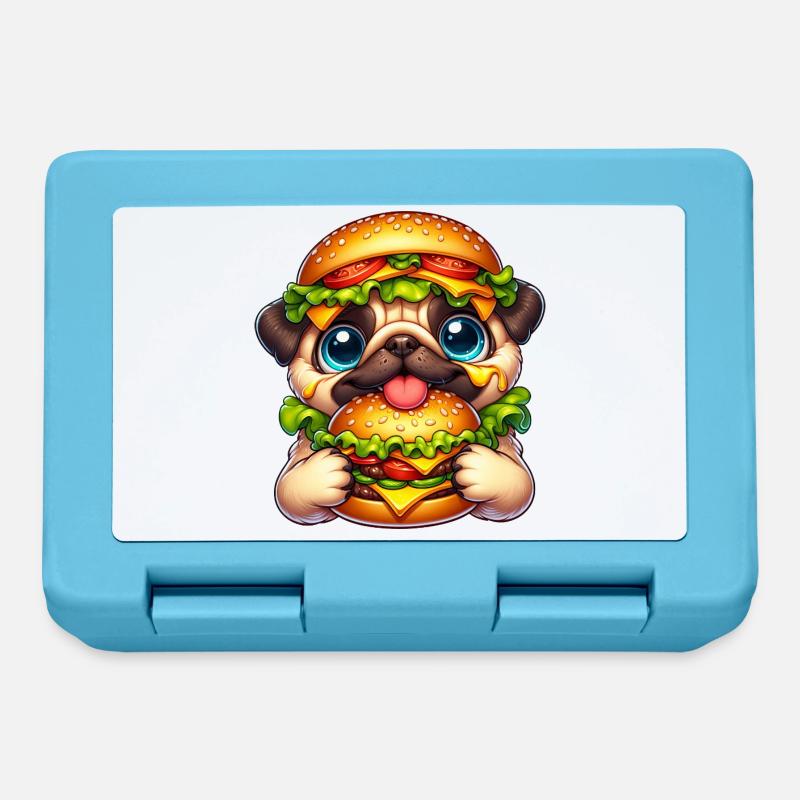 Drôle de carlin burger chapeau de restauration rapide - Boîte à goûter - bleu saphir